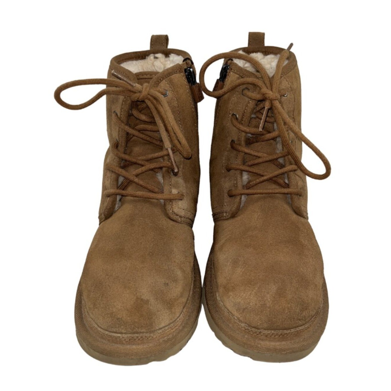 UGG Kids Youth Size 6 Chestnut Suede Shearling Lace Up Boots Unisex