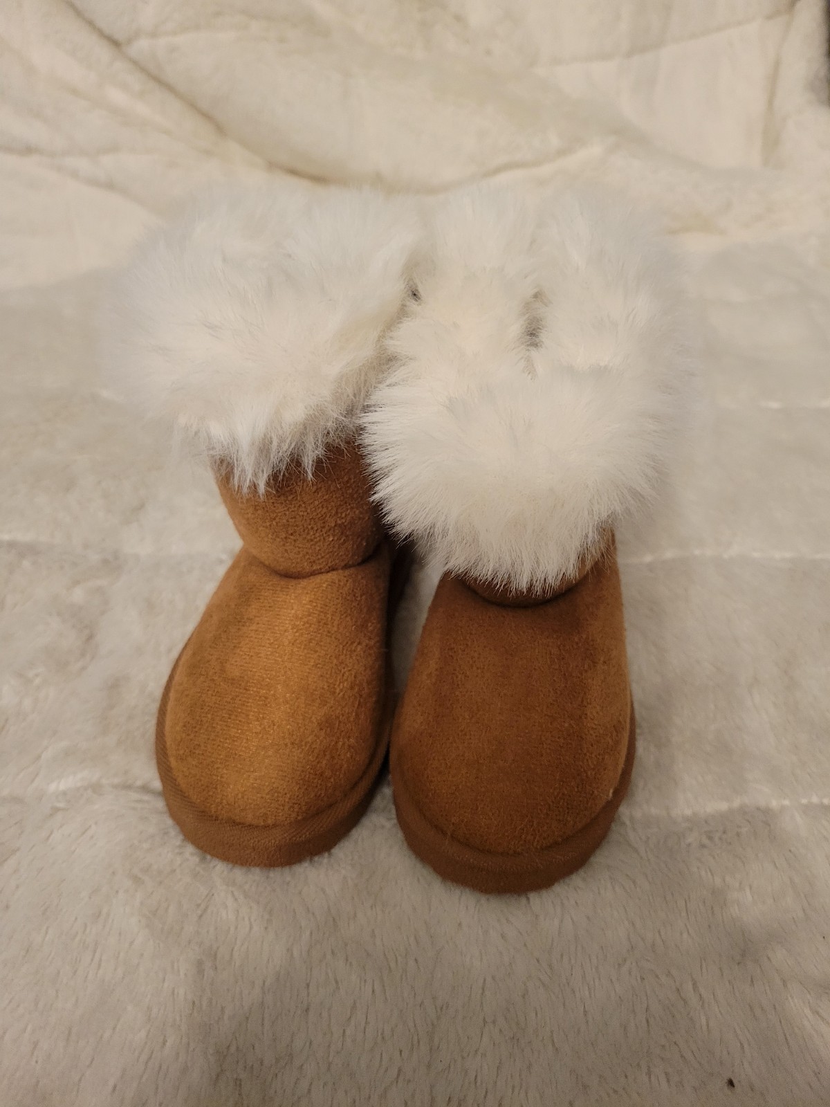 Girls Boots With Fur Toddler Bow In The Back Size 5/6 Toddler Brown Shoes
