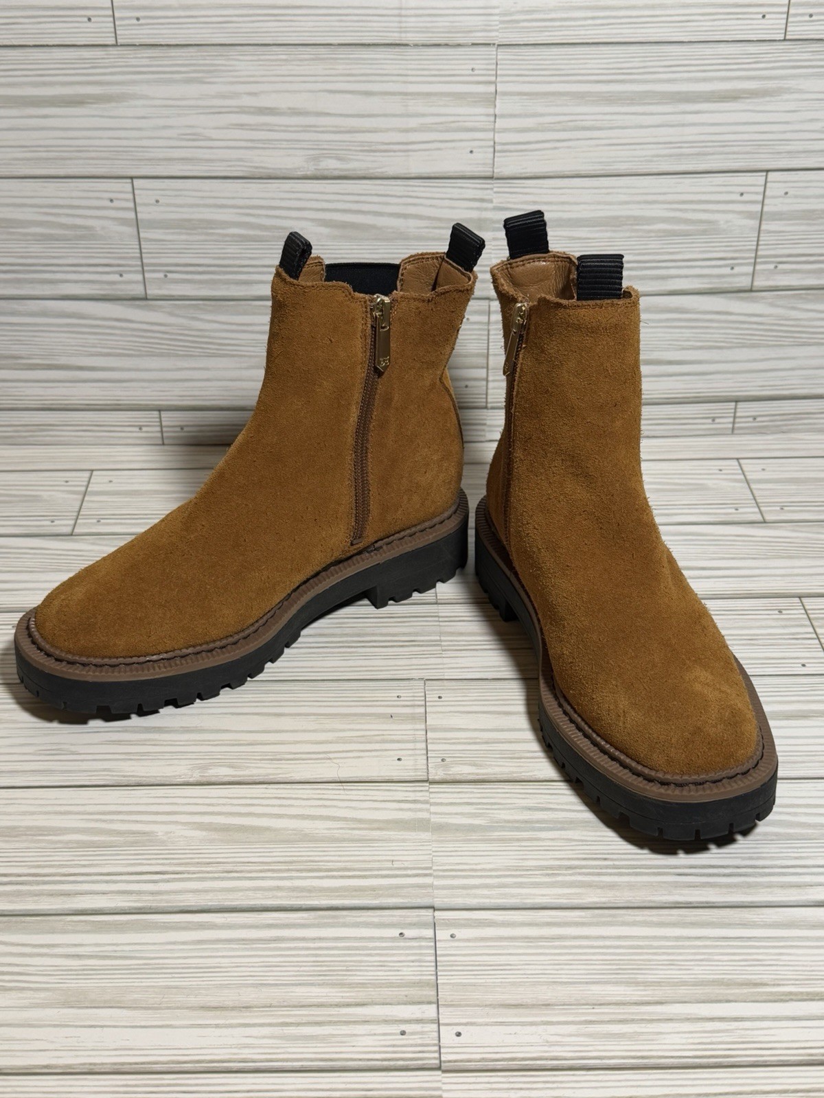 Sam Edelman Laguna Kids Chelsea Boots Brown Suede Side Zip Girls US 3
