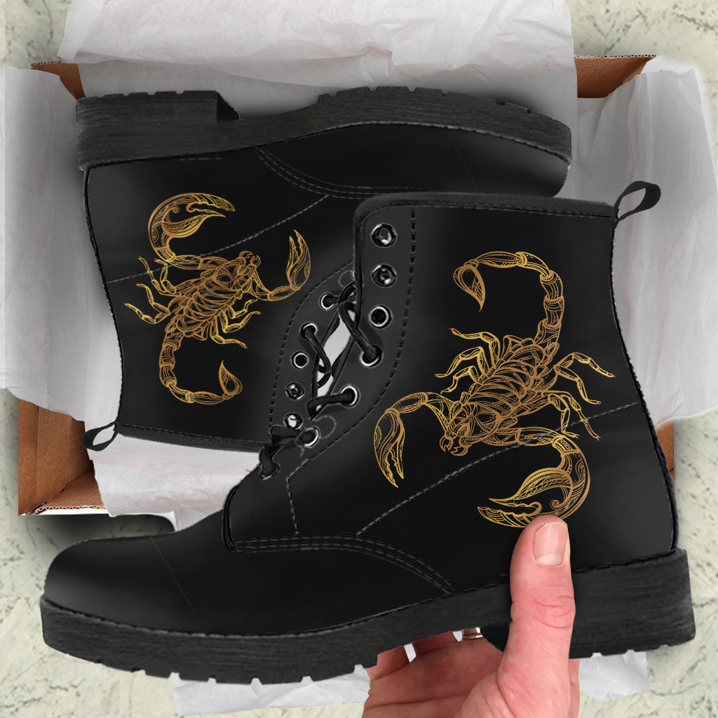 Scorpio Zodiac Men Boots, Scorpion Booties Lover Vegan Leather Shoes