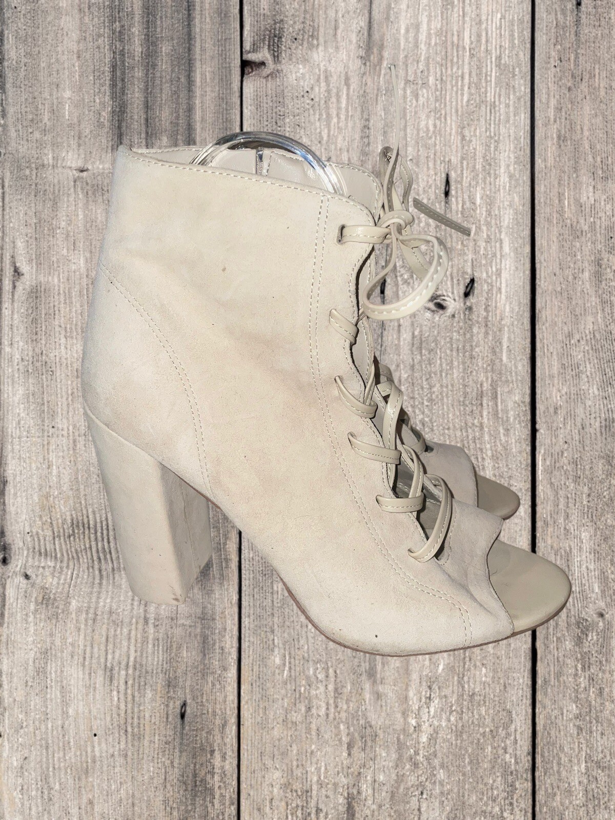 Sam Edelman Gladiator Booties Women Boots Leather Off White Lace Size 7.5