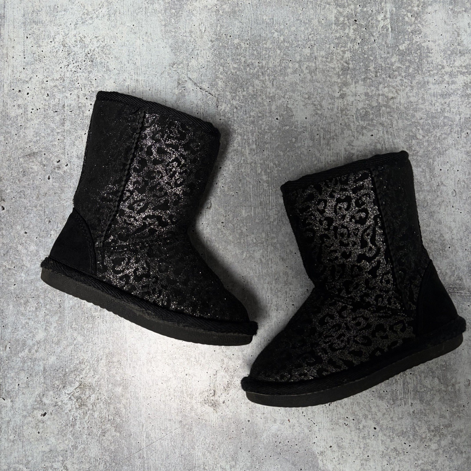 Harper Canyon Toddler Girls Boots Size 6 Black Glitter Zip Winter Shoes Snow