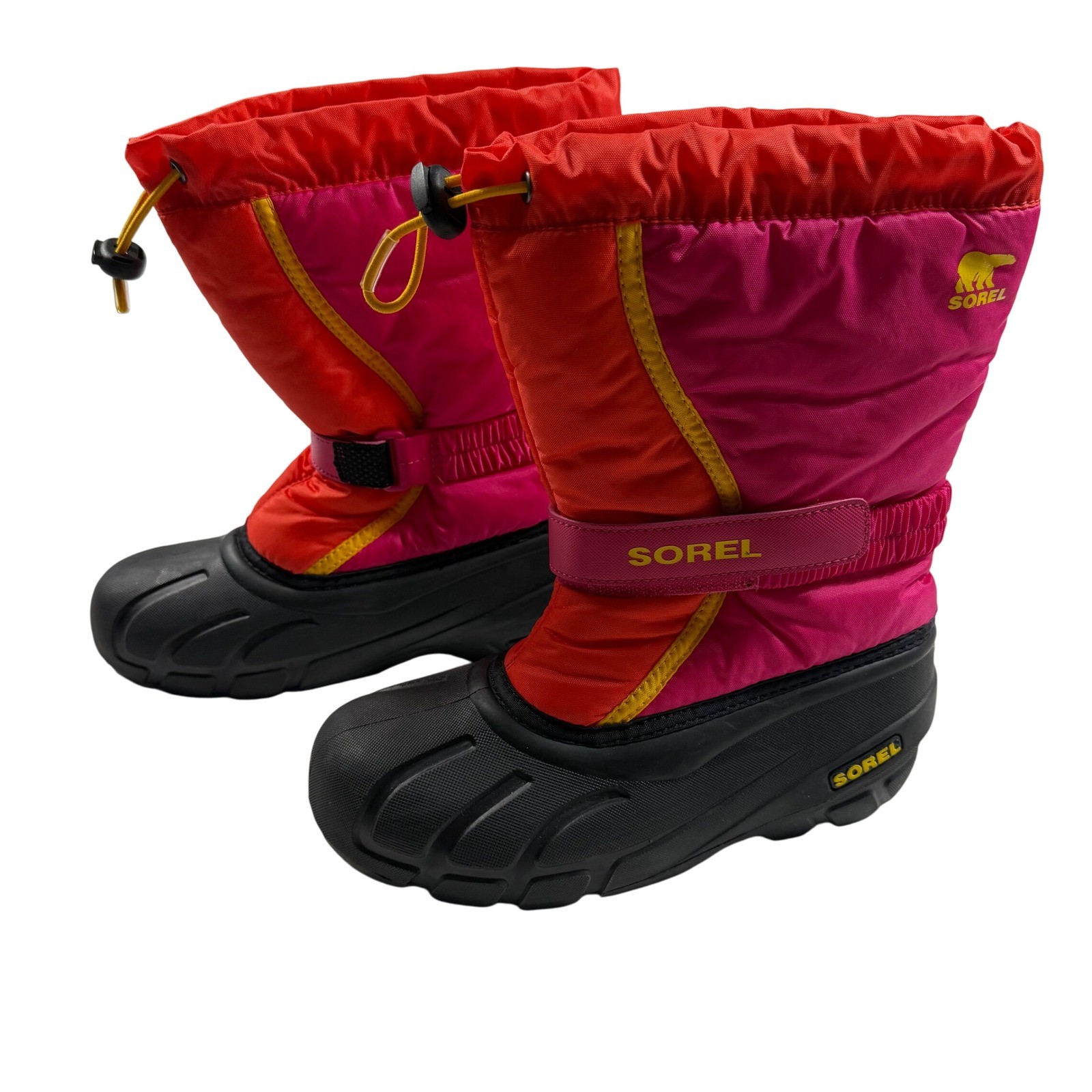 Sorel Girls Winter Snow Boots Red Pink Orange Insulated Waterproof Youth Size 5