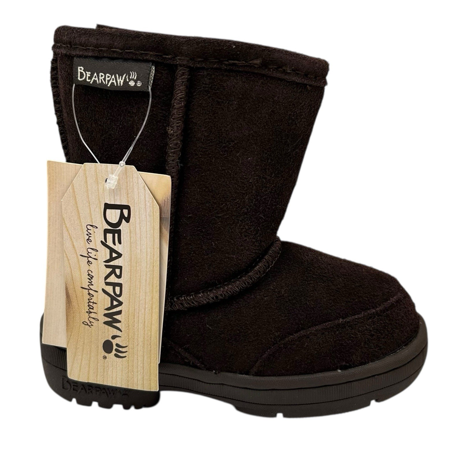 Bearpaw Toddler Boys Girls Winter Boots Size 8 Dark Brown Mid-Calf Pull-on Shoes