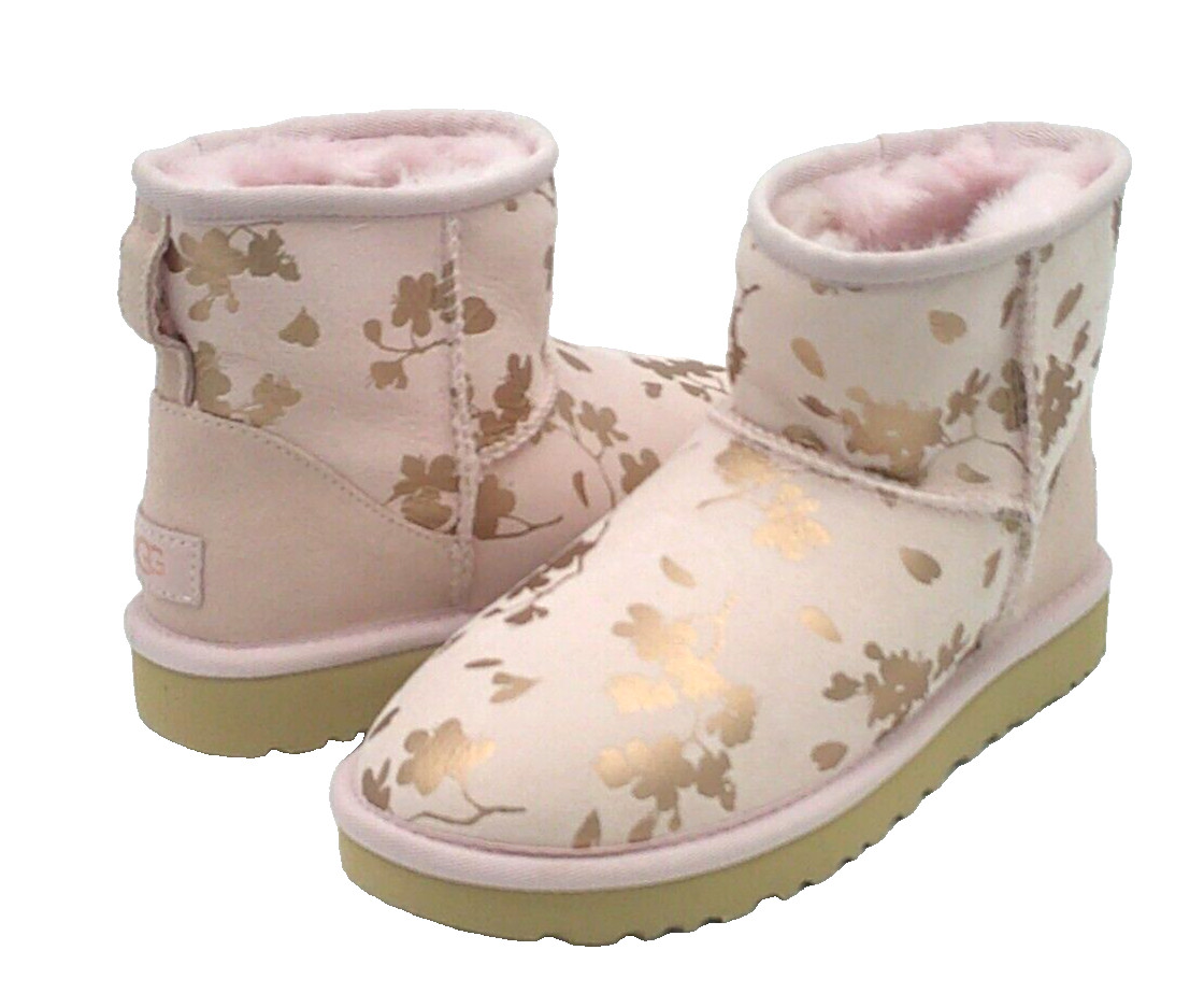 UGG CLASSIC MINI FLORAL FOIL WOMEN BOOTS PINK US 6 /UK 4 /EU 37 /JP 23