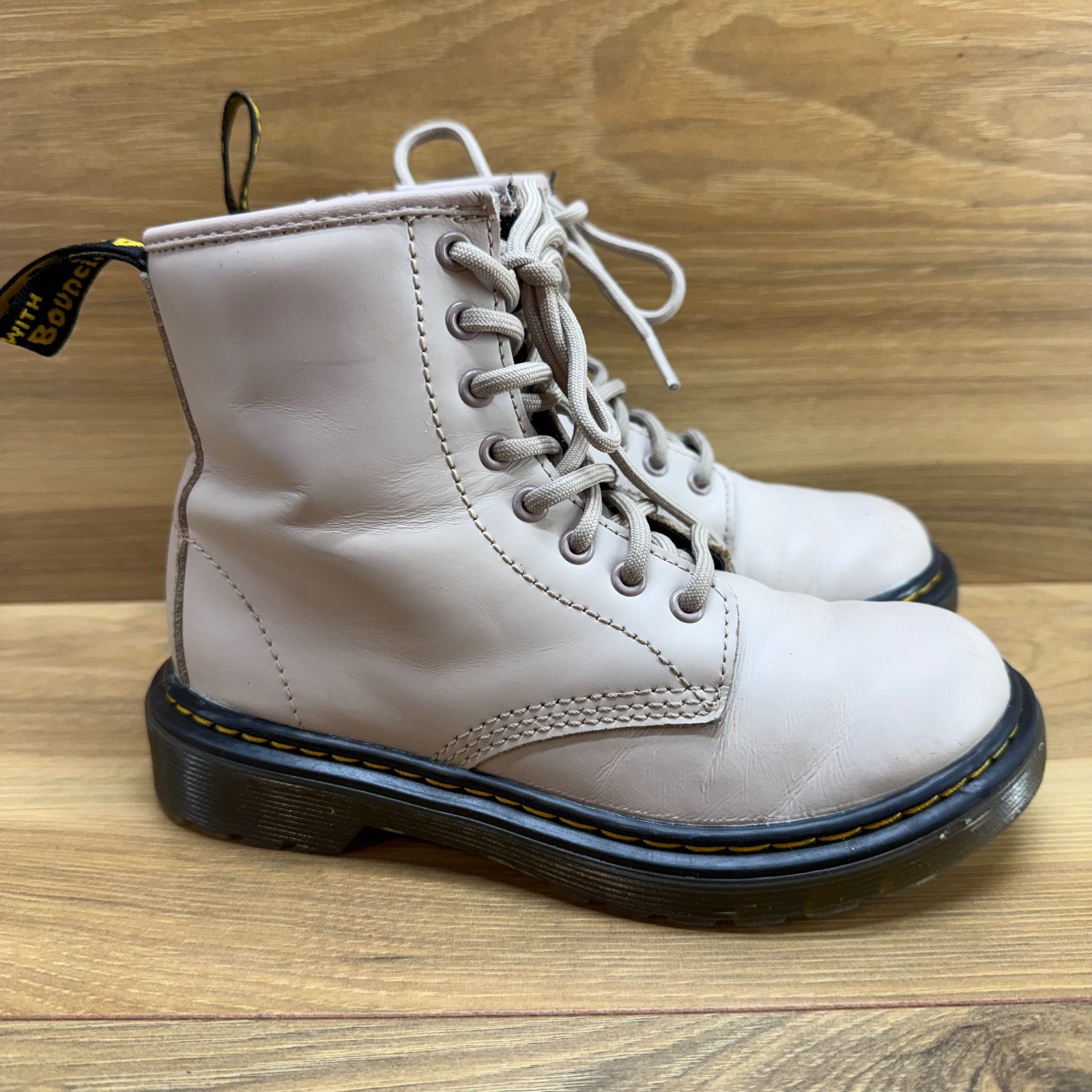 Dr Martens Little Girls Boots 13 Taupe Leather Combat 25634