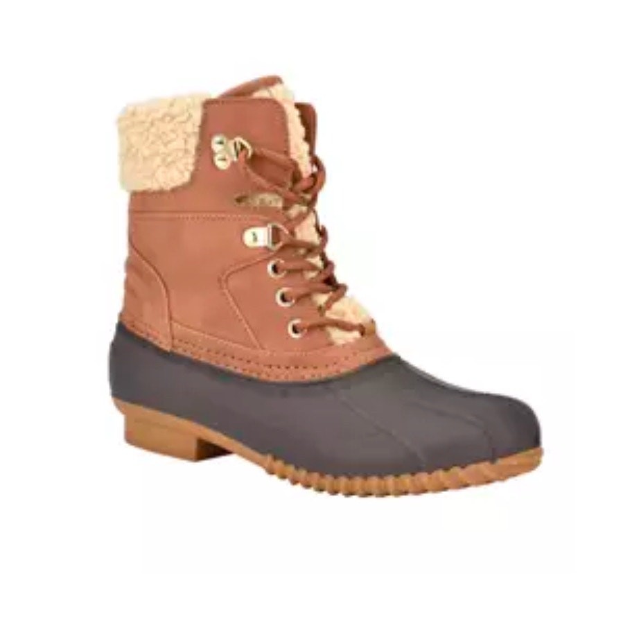 Tommy Hilfiger Rainah Duck Boots Womens 8M Brown Waterproof Lace Up Winter