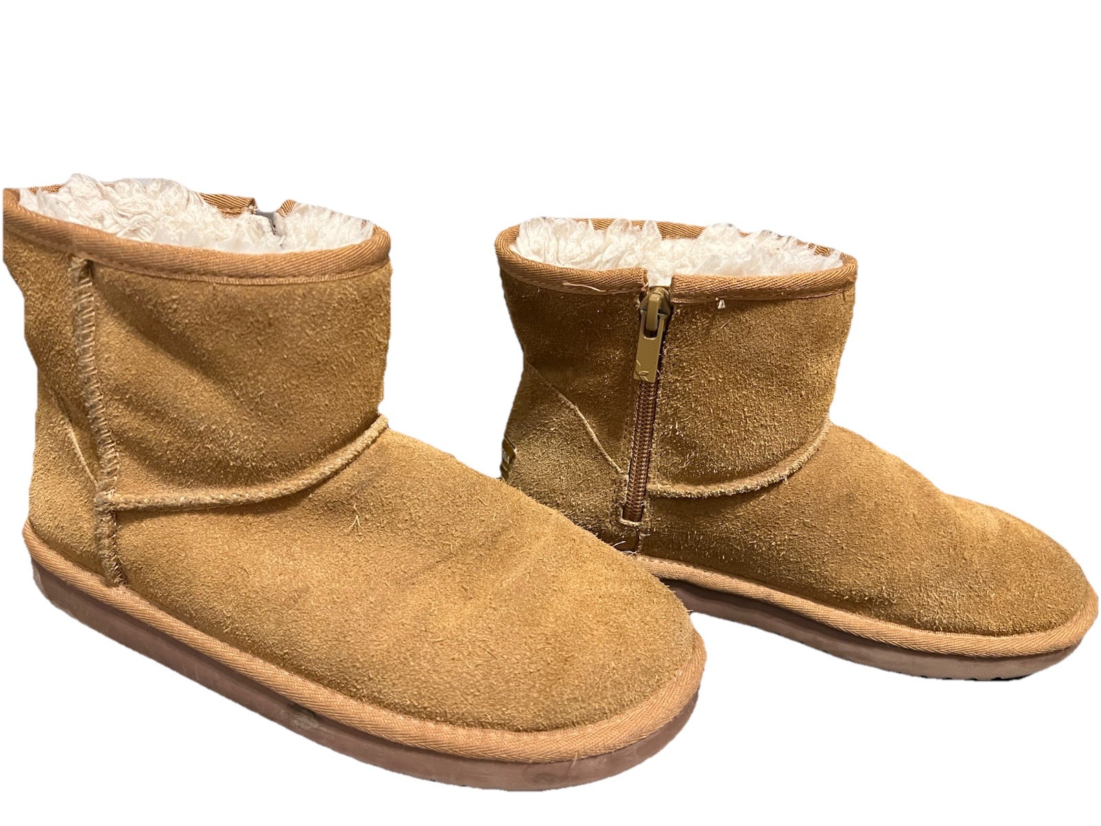 Koolaburra by UGG Brown Suede Ankle Bootie Zip Lined youth Girls Boots 3/ 3y