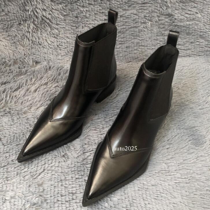 Women Boots British Style Flat Pull on Casual Short Pointed Toe Chelsea Boots