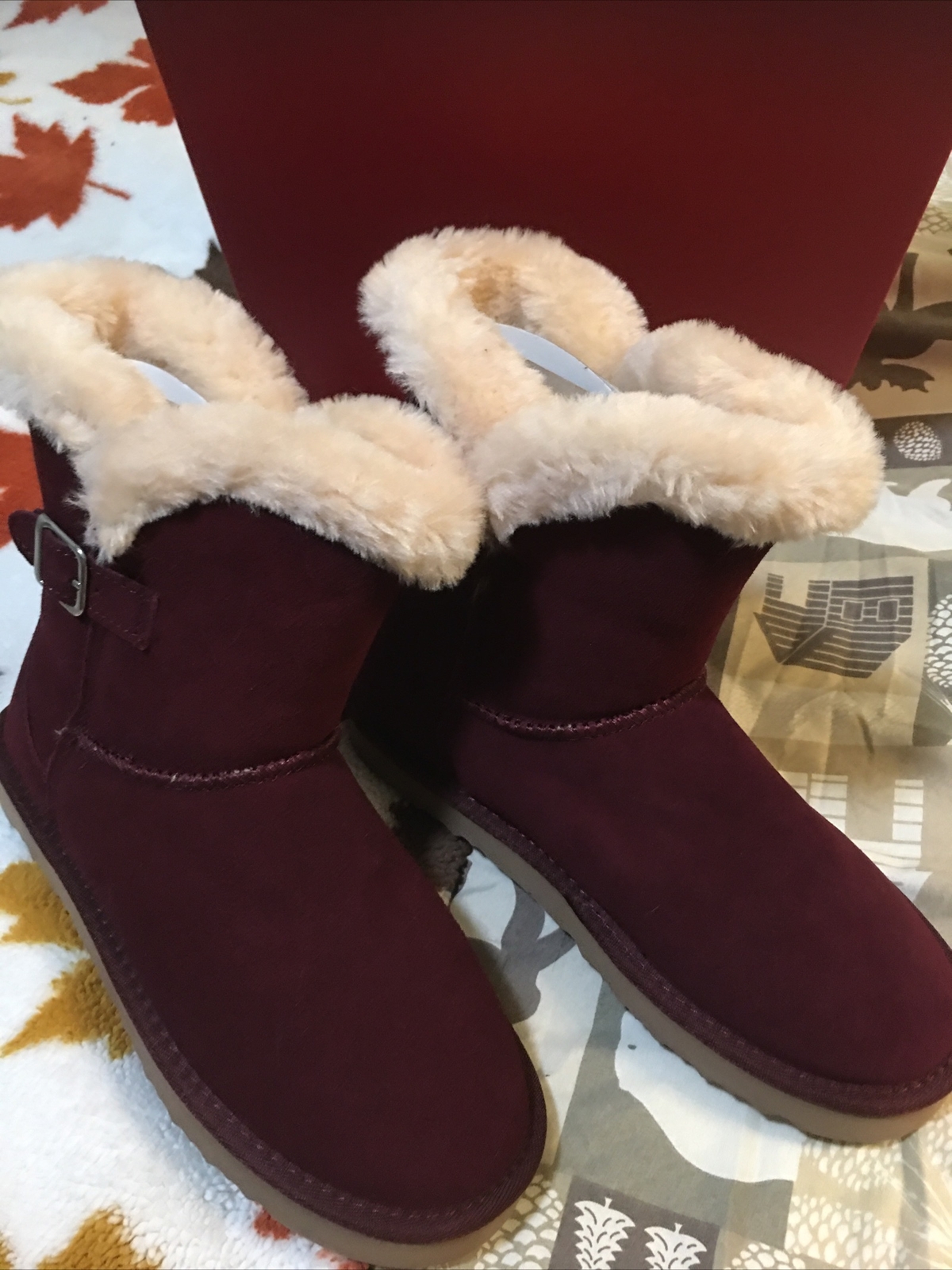 STYLE CO TINY2 WINE GENUINE SUEDE UPPER WOMEN BOOTS SIZE 9 New In Box