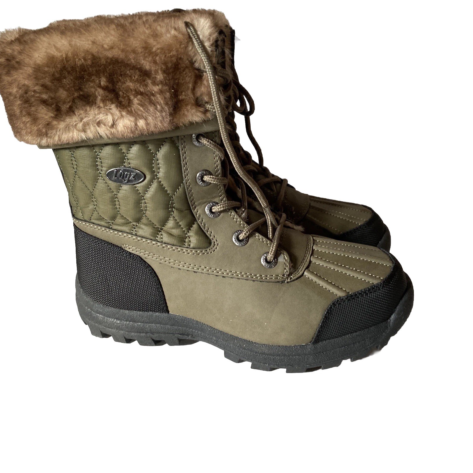 Lugz Women Winter Boots Tamboura Quilted Waterproof With Faux Fur LiningSize 8.5